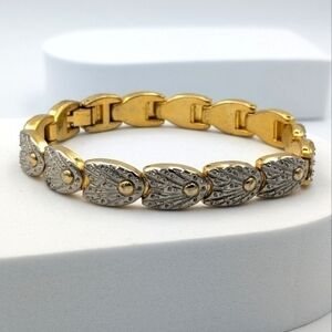 Art deco style gold tone and silver tone bracelet